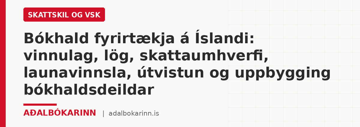 Bókhald fyrirtækja á Íslandi: vinnulag, lög, skattaumhverfi, launavinnsla, útvistun og uppbygging bókhaldsdeildar